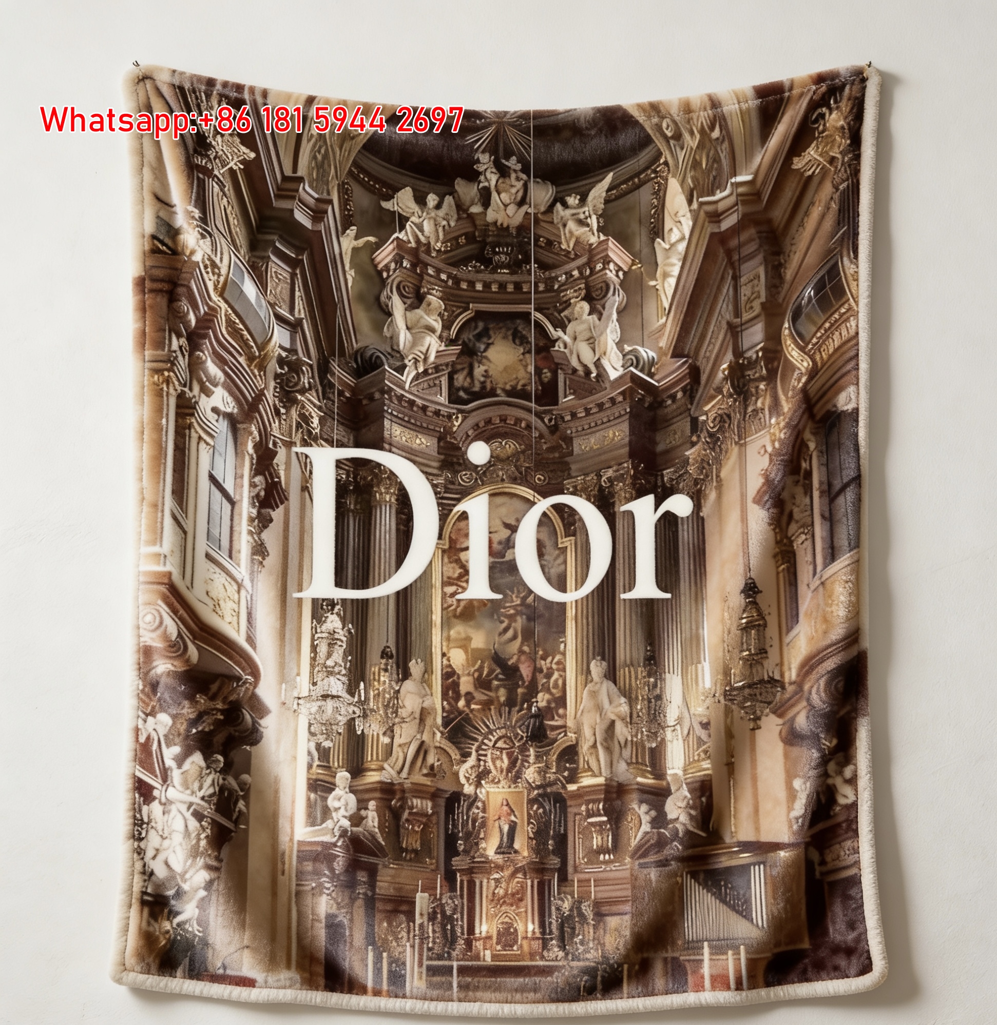 Dior Baroque Church Flannel Blanket Throw Sofa Decor D126